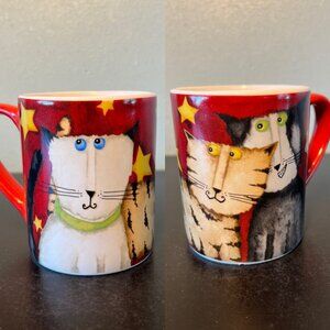 GIBSON Whimsical Cat Lover Ceramic Mug ~ Artwork by Debi Hron ~  Kittens ~ Cats